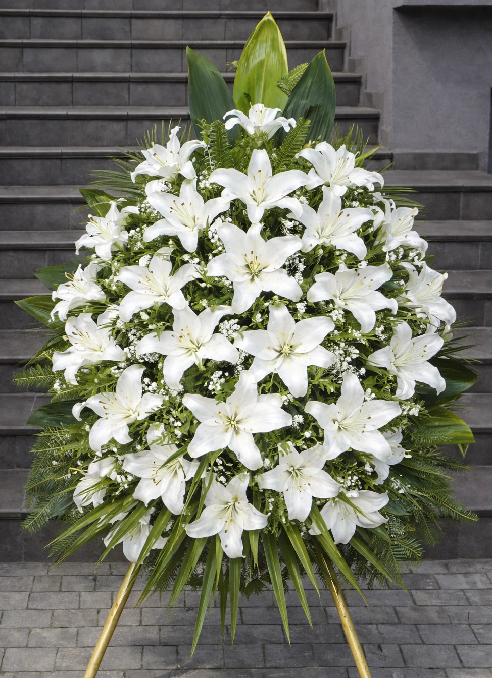 Wieniec klasyczny pogrzebowy WK-14 z białymi liliami